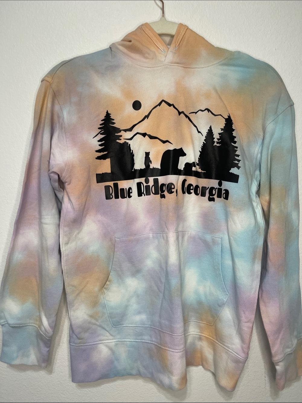 wonder nation Pastel Tie-Dye Hoodie in Peach, Lavender & Sky Blue Size L 10/12